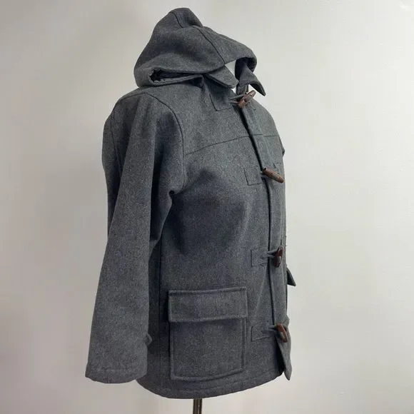 Girl's Children's Place Grey Hooded Duffle Winter Coat wool blend. Toggle jacket - Picture 6 of 16